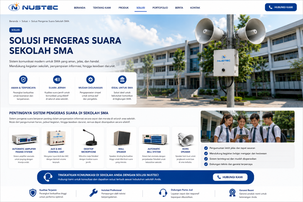 Audio Sekolah SMA menggunakan Audio Paging System NUSTEC