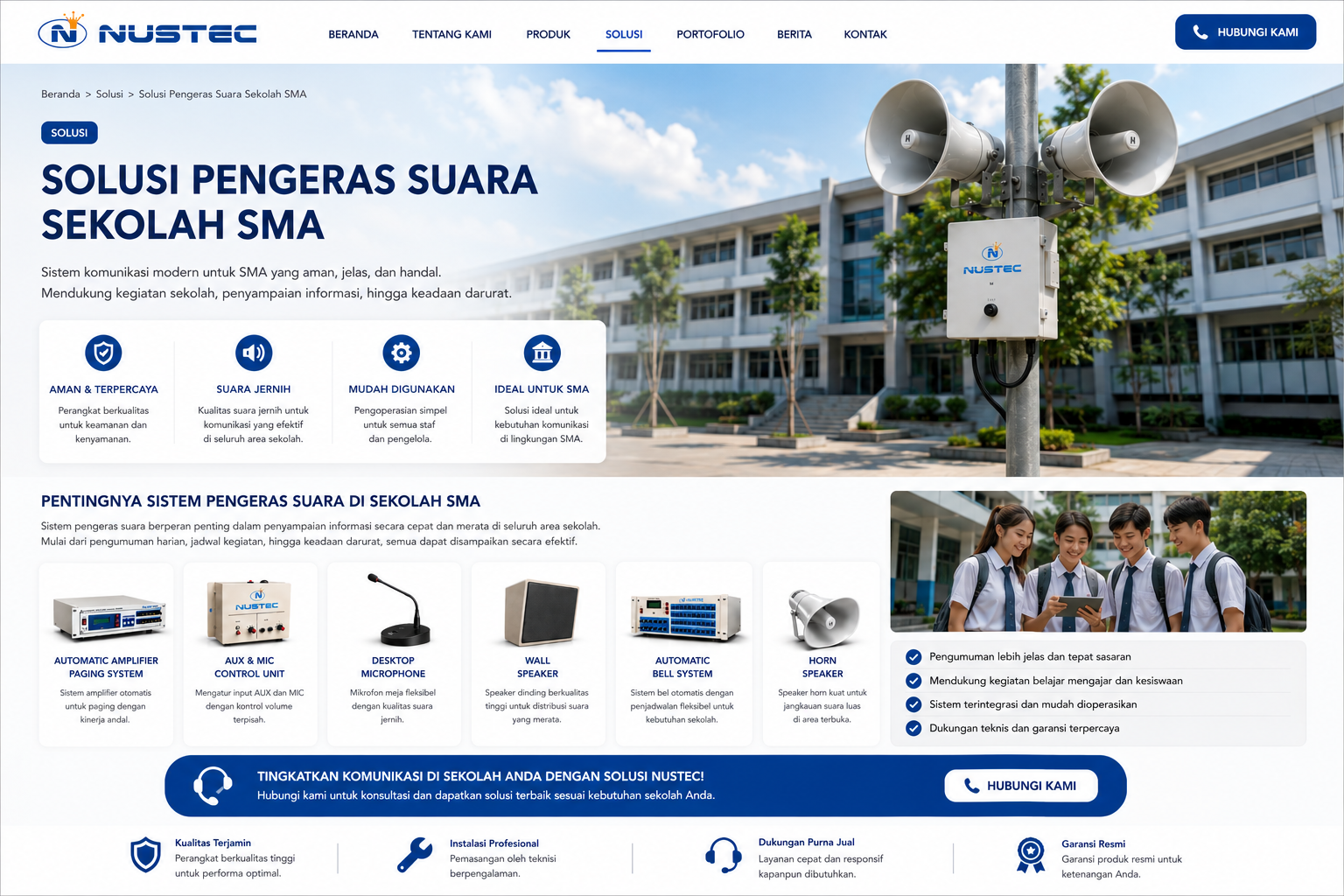 Audio Sekolah SMA menggunakan Audio Paging System NUSTEC