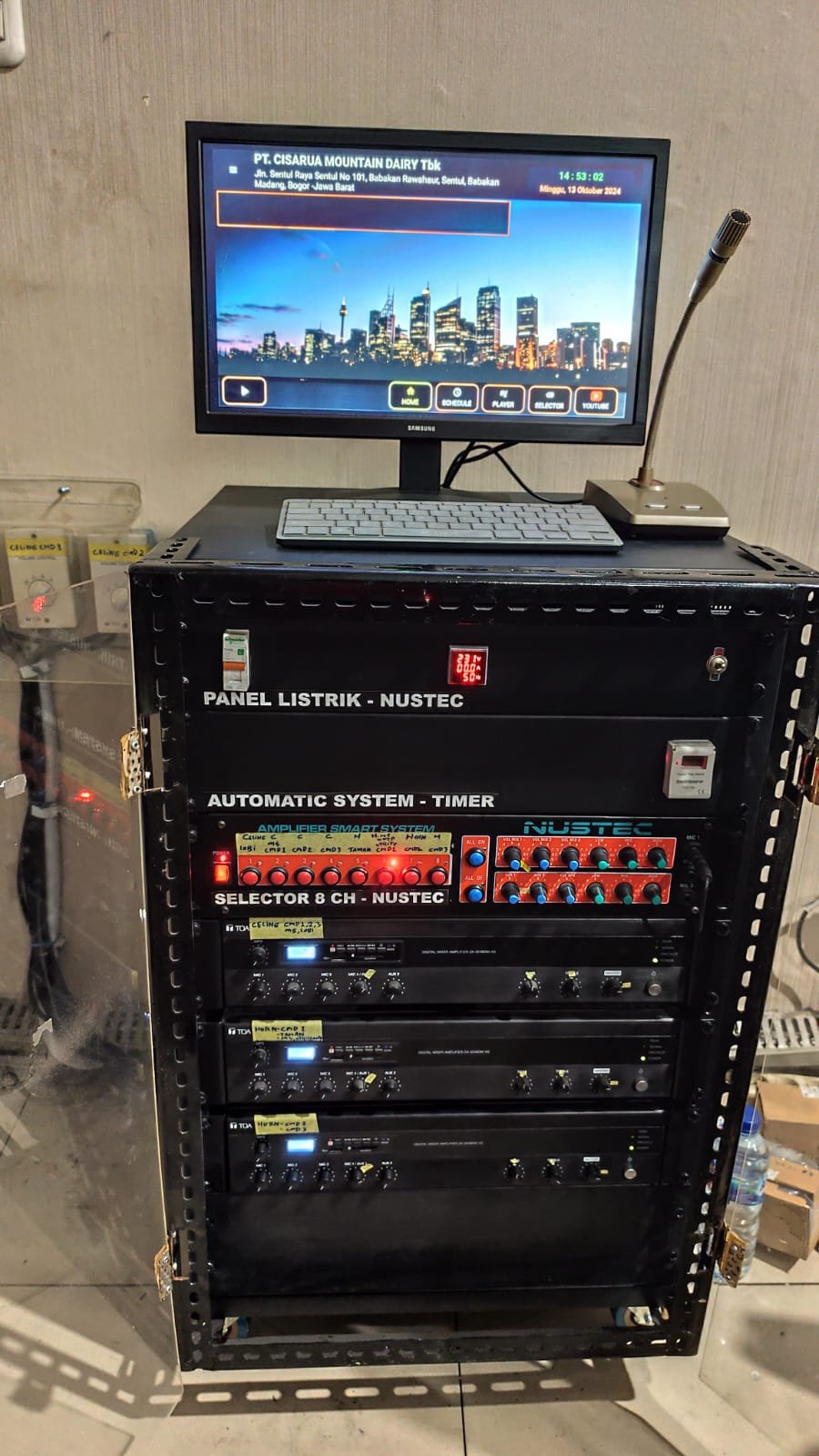 Rack master Smart Audio Paging System NUSTEC di Pabrik Cimory