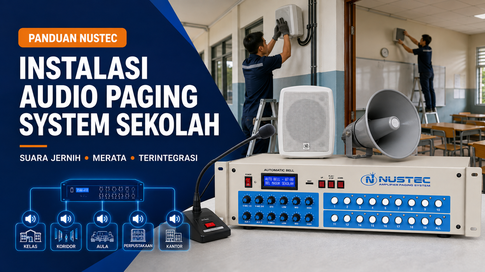 Instalasi audio paging system sekolah yang benar