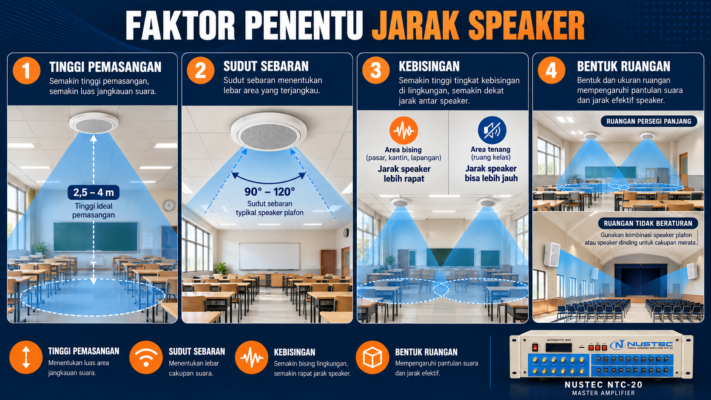 Faktor penentu jarak antar speaker sekolah