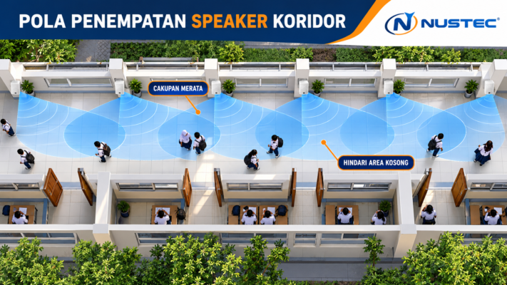 Pola penempatan speaker pada koridor sekolah
