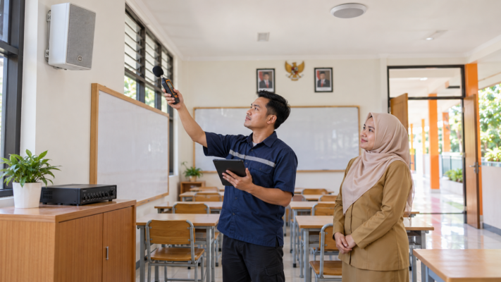 Pengujian speaker sekolah setelah perawatan